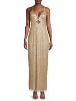 Beaded V-Neck Column Gown