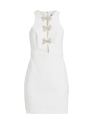 Crystal-Embellished Bow Cut-Out Minidress