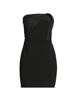 Gathered Crepe Strapless Minidress