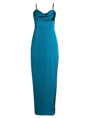 Ciara Stretch-Satin Column Gown