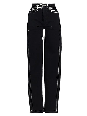 Ryman Printed Mid-Rise Straight-Leg Jeans