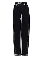 Ryman Printed Mid-Rise Straight-Leg Jeans