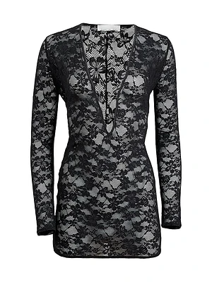Le Stretch Lace Plunging V-neck Minidress