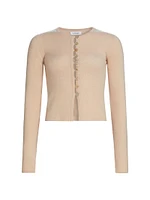 Cashmere Shell Button Fitted Cardigan