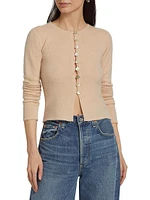 Cashmere Shell Button Fitted Cardigan