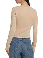 Cashmere Shell Button Fitted Cardigan