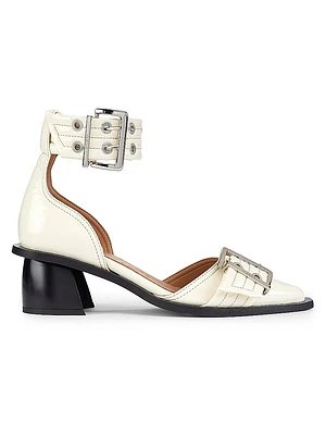 Faux Leather Buckle Pumps