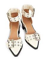 Faux Leather Buckle Pumps