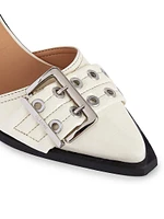 Faux Leather Buckle Pumps