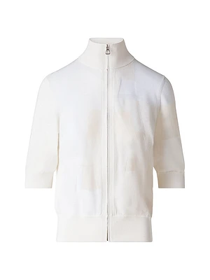 Knit Jacquard Zip-Up Cardigan
