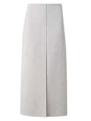 Linen Pencil Midi-Skirt