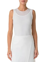 Stretch-Cotton Knit Sleeveless Top