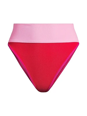 Emmy Colorblocked High-Waist Bikini Bottom