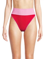 Emmy Colorblocked High-Waist Bikini Bottom