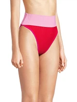 Emmy Colorblocked High-Waist Bikini Bottom