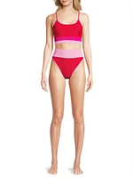 Emmy Colorblocked High-Waist Bikini Bottom