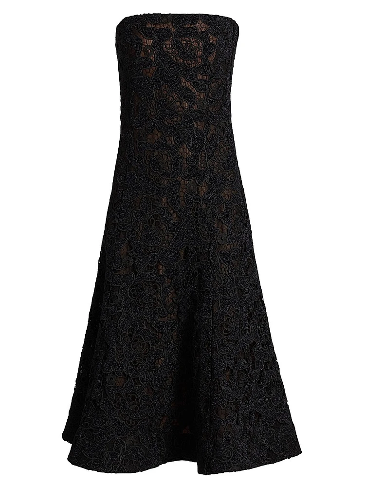 Jules Metallic Lace Bandeau Midi-Dress