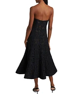 Jules Metallic Lace Bandeau Midi-Dress