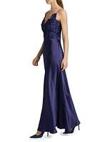 Luella Floral Lace Appliqué Gown