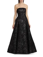 Severine Jacquard Strapless Gown