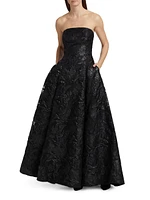 Severine Jacquard Strapless Gown