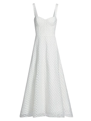 Aurele Tulle Fit & Flare Midi-Dress