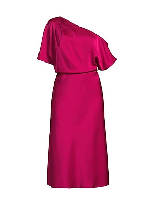 Satin One-Shoulder Cocktail Dress