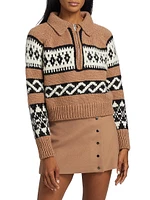 Carter Intarsia Merino-Wool Half-Zip Sweater