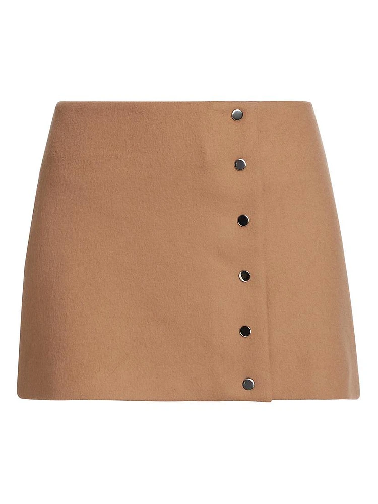 May Wool-Blend Faux-Wrap Miniskirt