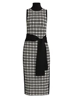 Peggy Windowpane Knit Sleeveless Midi-Dress