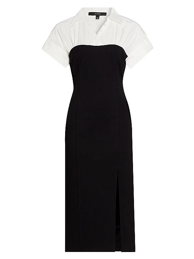 Jasmine Cotton-Blend Short-Sleeve Midi-Dress
