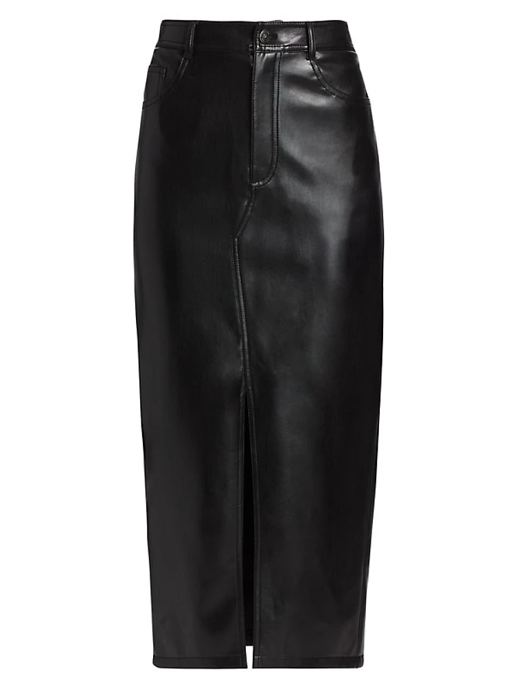 Tana Faux Leather Midi-Skirt