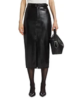 Tana Faux Leather Midi-Skirt