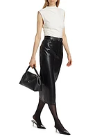 Tana Faux Leather Midi-Skirt