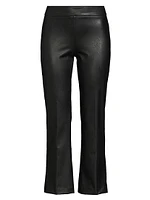 Faux-Leather Ankle-Crop Flared Pants