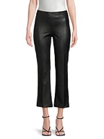 Faux-Leather Ankle-Crop Flared Pants