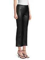 Faux-Leather Ankle-Crop Flared Pants