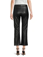 Faux-Leather Ankle-Crop Flared Pants