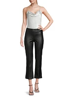 Faux-Leather Ankle-Crop Flared Pants