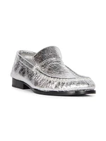 Metallic Leather Loafers