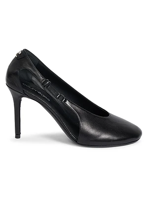 424 Oblique-Strap Leather Pumps