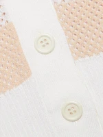 Striped Wool-Cotton Mesh Cardigan