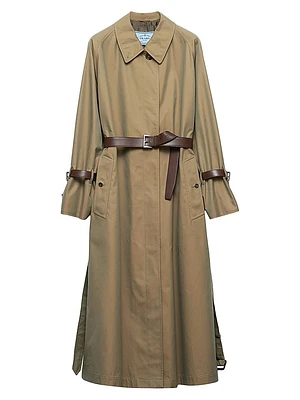 Single-Breasted Cotton Twill Trench Coat