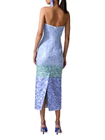 Ombré Sequined Strapless Midi-Dress