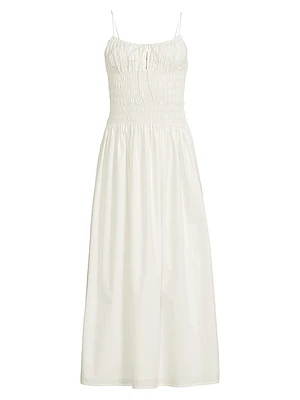 Aya Smocked Cover-Up Midi-Dress