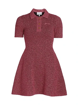 Sparkle Knit Polo Minidress