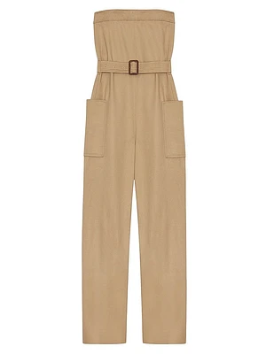 Strapless Jumpsuit Cotton Gabardine