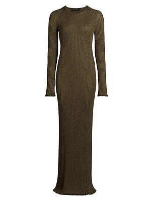 Joni Metallic Rib-Knit Maxi Dress