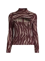 Jacquard-Knit Cut-Out Top
