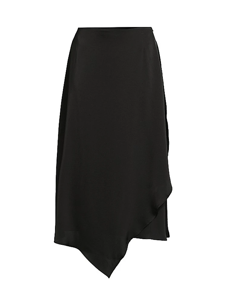 Asymmetric Charmeuse Maxi Skirt